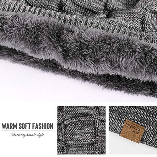 Vgogfly Slouchy Beanie for Men Winter Hats for Guys Cool Beanies Mens Lined Knit Warm Thick Skully Stocking Binie Hat Black/Dark Grey - Image 5