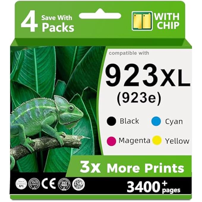 923XL 923E INK CARTRIDGES COMBO 4 PACK COMPATIBLE REPLACEMENT FOR HP HP923 923 XL 923XXL FIT FOR 8130E 8138E 8135E OFFICEJET PRO 8125E 8122E 8139E 8130 8132E 8124E 8132E BLACK CYAN MAGENTA YELLOW