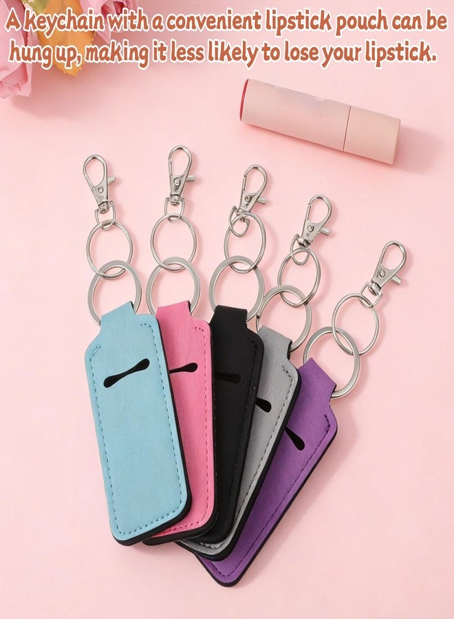 Xosjska Portable Lip Balm Holders with Clip, 5 PCS Lipstick Holder Keychains Lip Gloss Holder Keychain Lipstick Keychain Holders Small Lips Balm Sleeve Pouch Keychains Stocking Stuffers for Women - Image 2