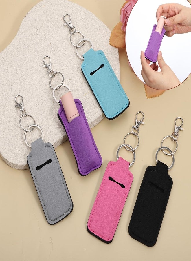 Xosjska Portable Lip Balm Holders with Clip, 5 PCS Lipstick Holder Keychains Lip Gloss Holder Keychain Lipstick Keychain Holders Small Lips Balm Sleeve Pouch Keychains Stocking Stuffers for Women - Image 5