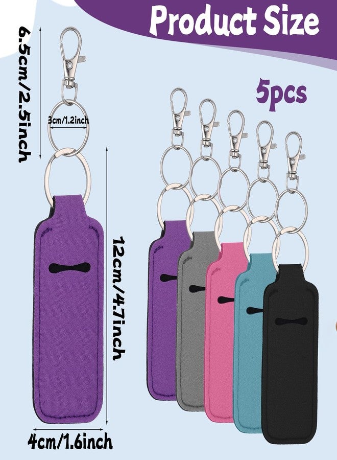 Xosjska Portable Lip Balm Holders with Clip, 5 PCS Lipstick Holder Keychains Lip Gloss Holder Keychain Lipstick Keychain Holders Small Lips Balm Sleeve Pouch Keychains Stocking Stuffers for Women - Image 3
