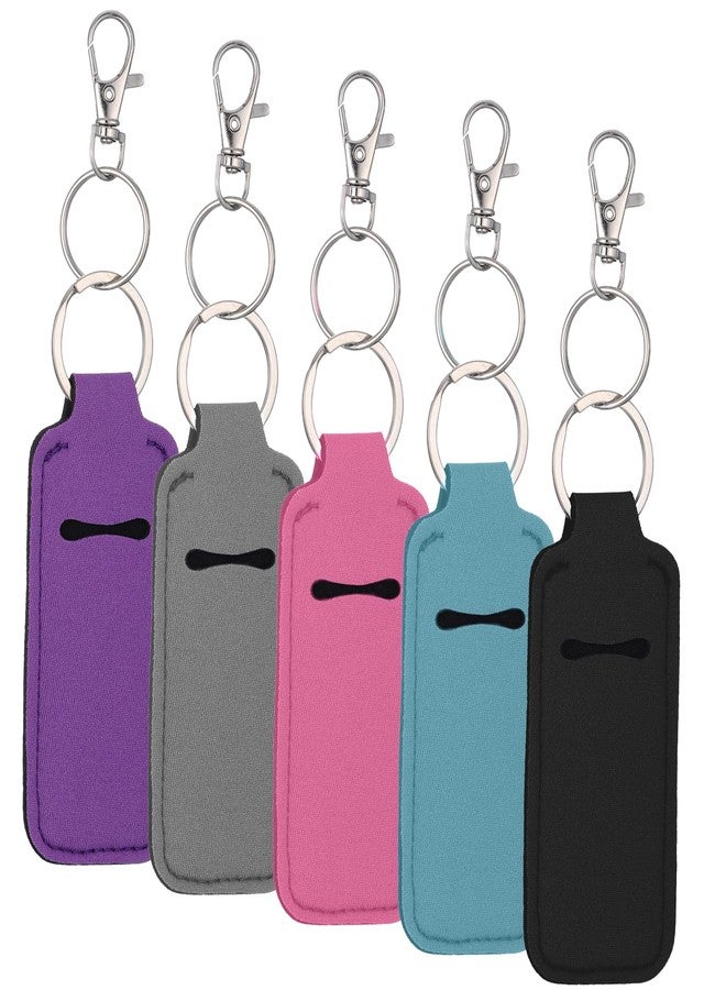 Xosjska Portable Lip Balm Holders with Clip, 5 PCS Lipstick Holder Keychains Lip Gloss Holder Keychain Lipstick Keychain Holders Small Lips Balm Sleeve Pouch Keychains Stocking Stuffers for Women - Image 1