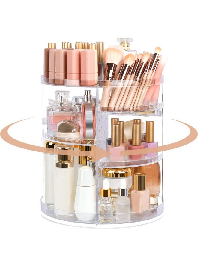 Boxalls Makeup Organiser 360 Degree Rotating Storage, Multi-Function Clear Carousel Cosmetic Organiser with 5 Layers Large Capacity, Great for Countertop Vanity Bathroom Bedroom, Square Shape - Image 1