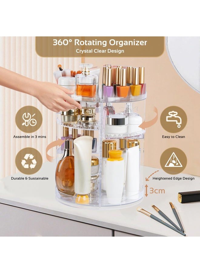 Boxalls Makeup Organiser 360 Degree Rotating Storage, Multi-Function Clear Carousel Cosmetic Organiser with 5 Layers Large Capacity, Great for Countertop Vanity Bathroom Bedroom, Square Shape - Image 5