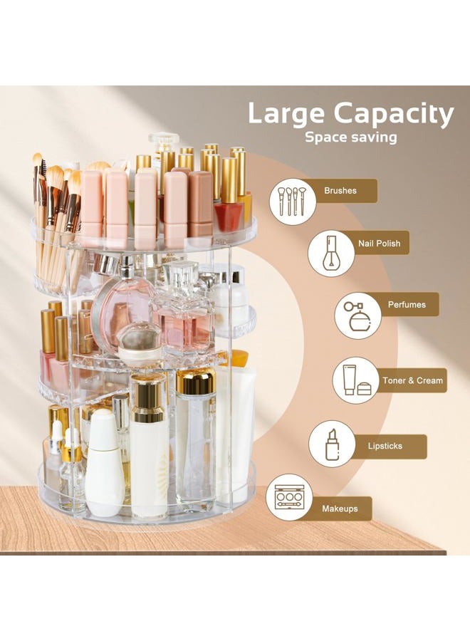 Boxalls Makeup Organiser 360 Degree Rotating Storage, Multi-Function Clear Carousel Cosmetic Organiser with 5 Layers Large Capacity, Great for Countertop Vanity Bathroom Bedroom, Square Shape - Image 4