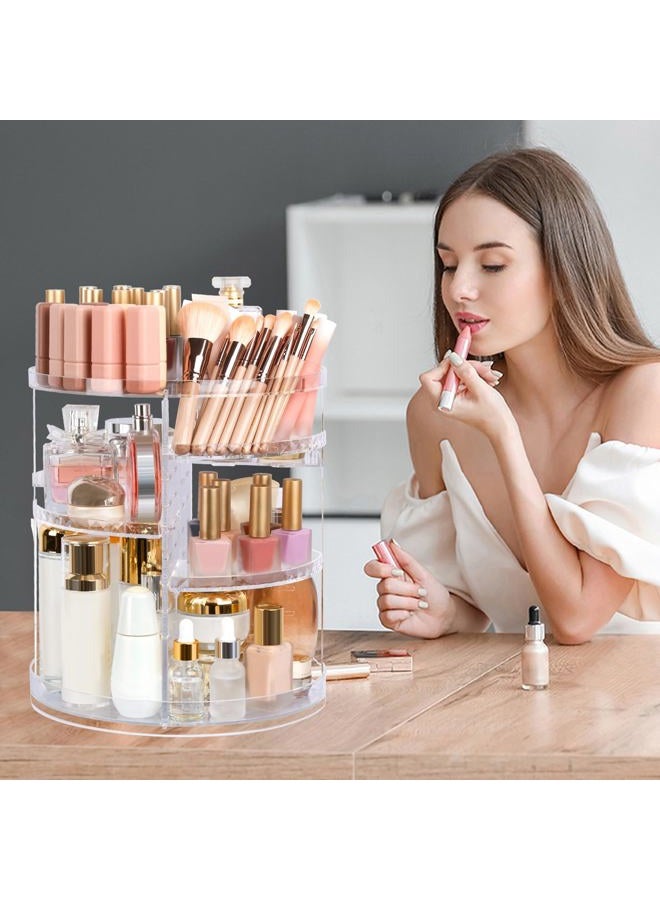 Boxalls Makeup Organiser 360 Degree Rotating Storage, Multi-Function Clear Carousel Cosmetic Organiser with 5 Layers Large Capacity, Great for Countertop Vanity Bathroom Bedroom, Square Shape - Image 2