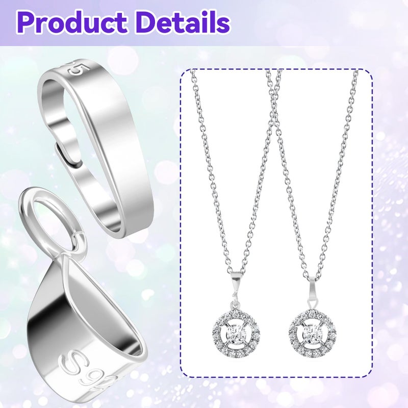 Deozu 4 Pcs 925 Sterling Silver Pendant Clasp for Necklace, Necklace Pendant Clasp, Jewelry Making Supplies, Bails for Jewelry Making, Bracelet (Silver, 2 Styles) - Image 3