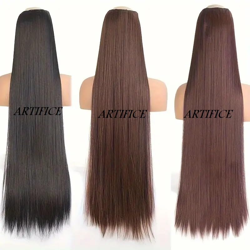 Artifice 5 Clip Straight Clip in Hair Extensions for Women Natural Soft Clip on Extensions Synthetic Thick Hairs for Any Event for Girls Hair Extension Ruby Fusion 40 inch - Image 4