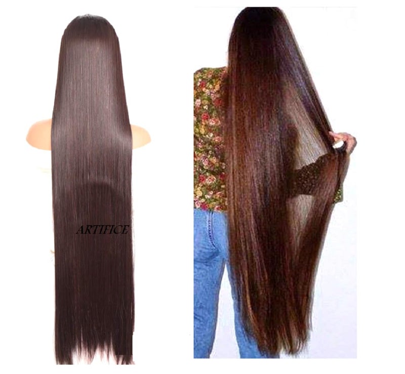 Artifice 5 Clip Straight Clip in Hair Extensions for Women Natural Soft Clip on Extensions Synthetic Thick Hairs for Any Event for Girls Hair Extension Ruby Fusion 40 inch - Image 1