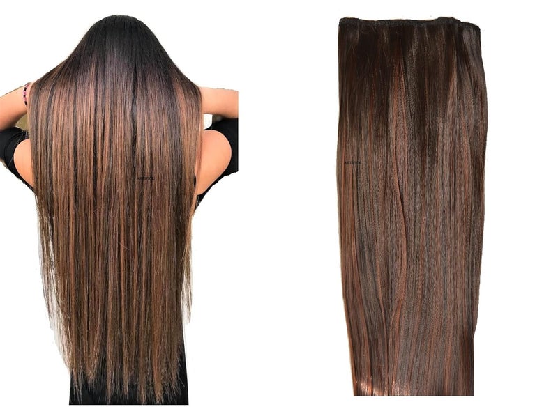 Artifice 5 Clip Straight Clip in Hair Extensions for Women Natural Soft Clip on Extensions Synthetic Thick Hairs for Any Event for Girls Hair Extension Ruby Fusion 40 inch - Image 5