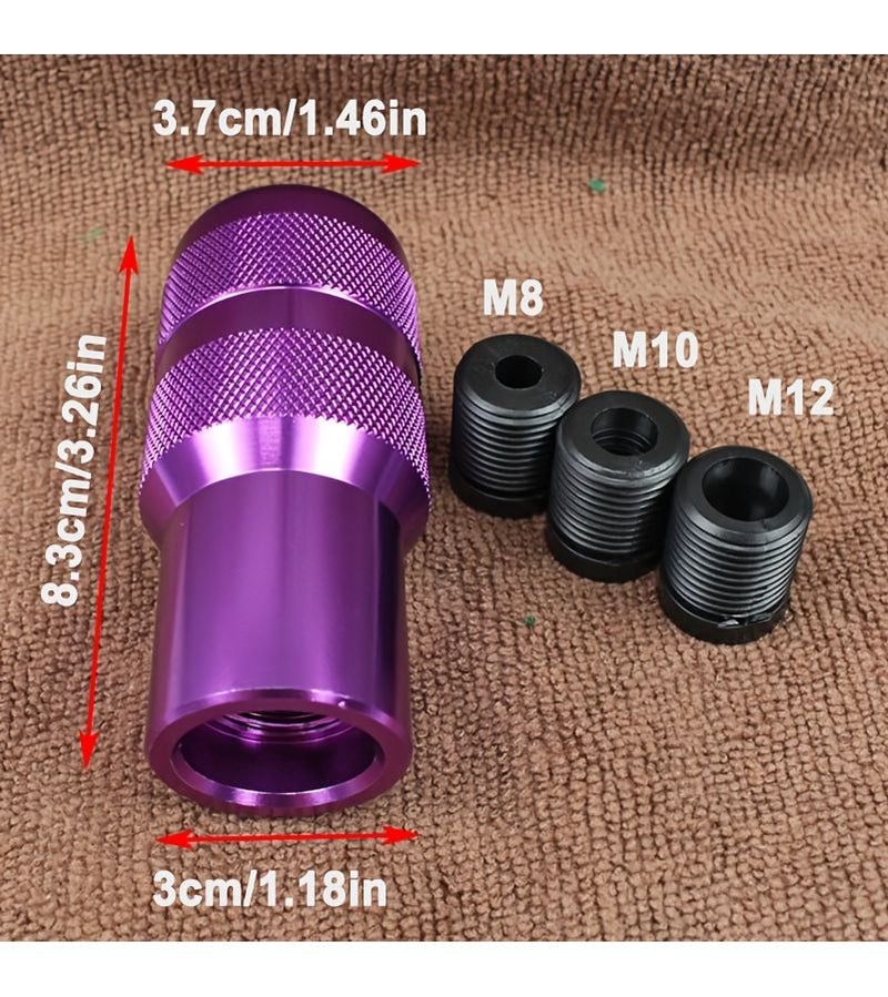 Silver 5 Speed Aluminum Gear Shift Knob with 3 Adapters Manual Car - Image 3