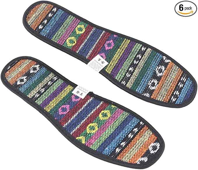 Bamboo Charcoal Embroidered Insoles 3 Pairs Breathable Sweat Absorbing Size 44