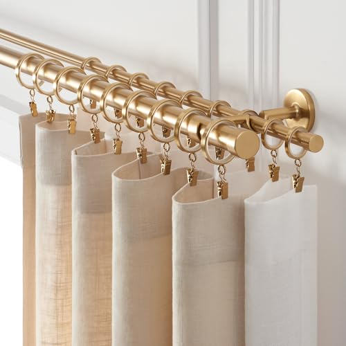 MODE Cambria Designer Series Premium 6 foot Custom Double Curtain Rod 118 inch Large Diameter NonAdjustable for a Seamless Look Premium Designer Brackets and End Caps Brushed Gold Finish - Image 3