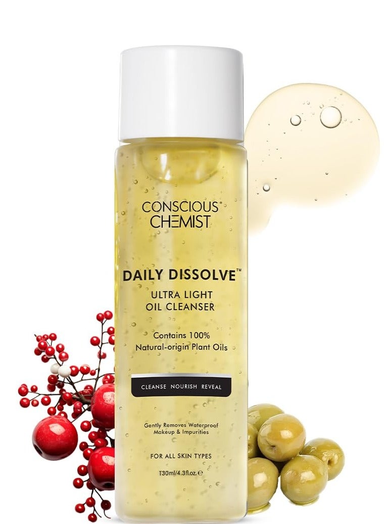 CONSCIOUS CHEMIST Makeup Remover Oil Cleanser|130 Ml|Face Wash, Cleanser Oily Skin, Makeup Remover. Men & Women. Removes Waterproof Makeup, Spf & Impurities. Soft & Glowing Skin - Daily Dissolve - Image 1