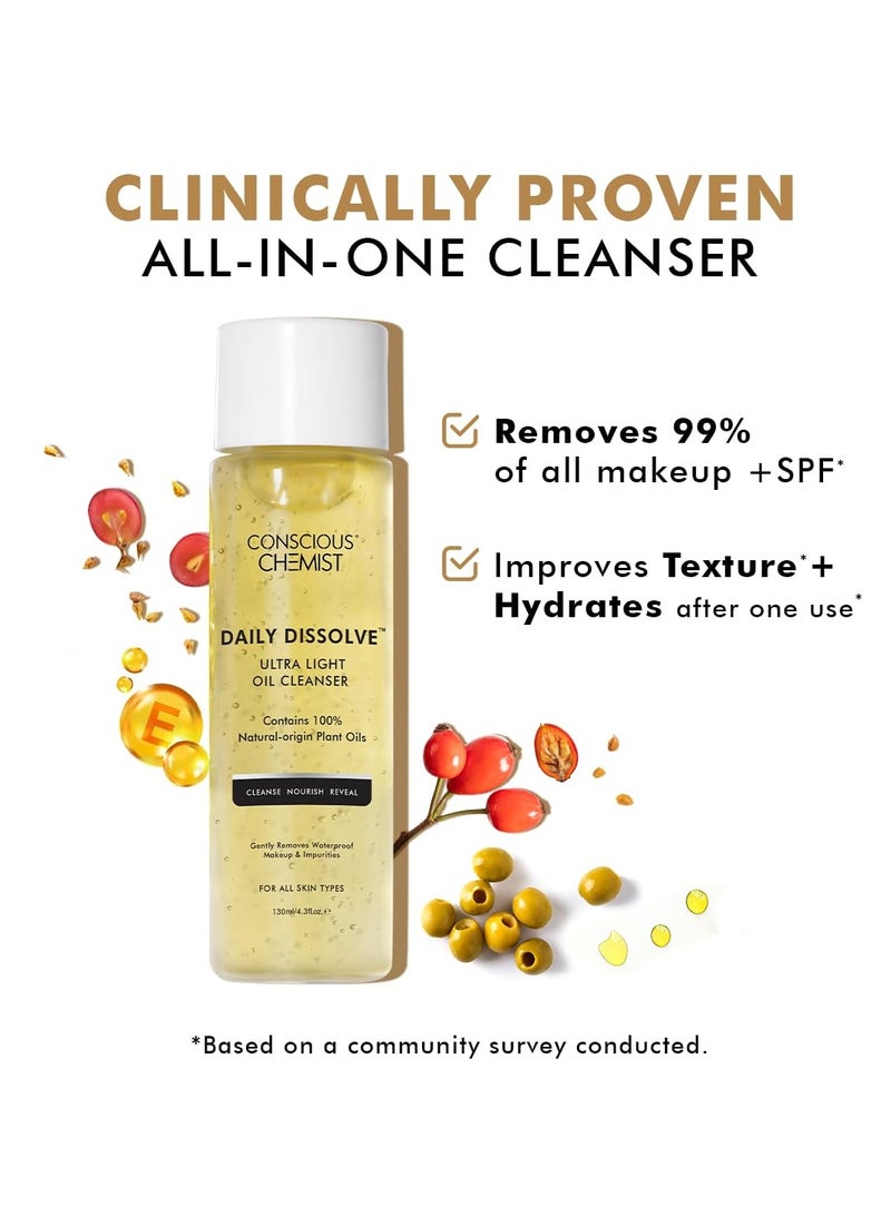 CONSCIOUS CHEMIST Makeup Remover Oil Cleanser|130 Ml|Face Wash, Cleanser Oily Skin, Makeup Remover. Men & Women. Removes Waterproof Makeup, Spf & Impurities. Soft & Glowing Skin - Daily Dissolve - Image 2
