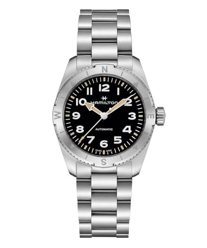 Hamilton Watch Khaki Field Expedition Auto | Swiss Made | 37mm Stainless Steel Case | Black Dial Analog Watch | Silver Stainless Steel Bracelet (Model: H70225130) - Image 1