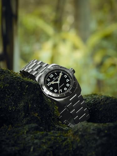 Hamilton Watch Khaki Field Expedition Auto | Swiss Made | 37mm Stainless Steel Case | Black Dial Analog Watch | Silver Stainless Steel Bracelet (Model: H70225130) - Image 4