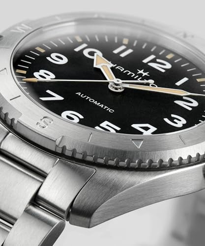 Hamilton Watch Khaki Field Expedition Auto | Swiss Made | 37mm Stainless Steel Case | Black Dial Analog Watch | Silver Stainless Steel Bracelet (Model: H70225130) - Image 2