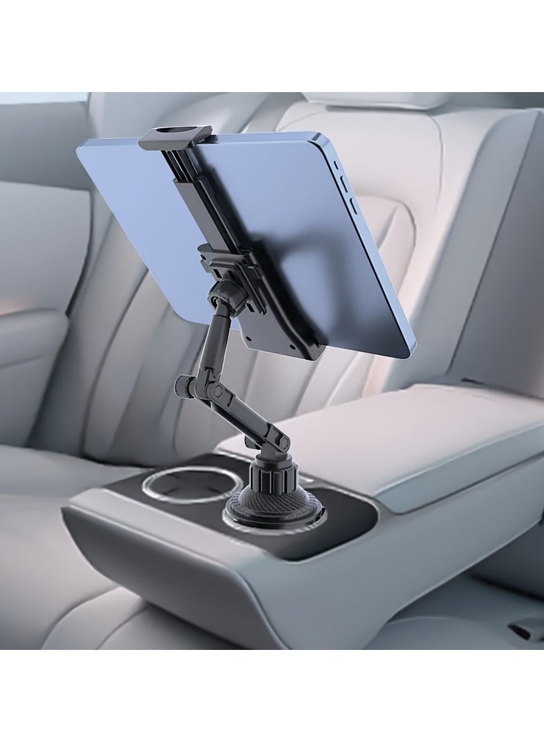 AROAQ Adjustable Car Cup Holder Mount for Tablets and Smartphones, Heavy-Duty Base, Fits 10.16-33.02 cm Tablets, for iPad Mini/Air/Pro, iPhone, and All Phones, ABS Material, Waterproof, Rotatable, Vehicle Compatible - Image 2