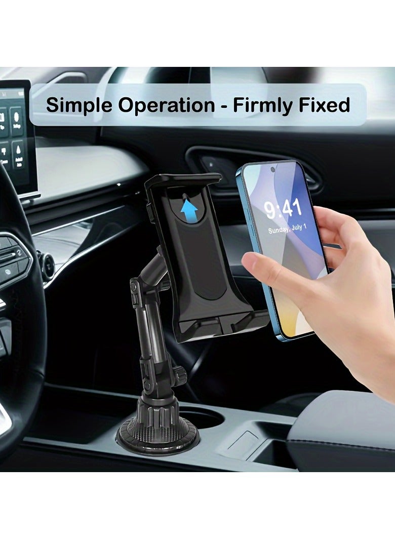 AROAQ Adjustable Car Cup Holder Mount for Tablets and Smartphones, Heavy-Duty Base, Fits 10.16-33.02 cm Tablets, for iPad Mini/Air/Pro, iPhone, and All Phones, ABS Material, Waterproof, Rotatable, Vehicle Compatible - Image 4