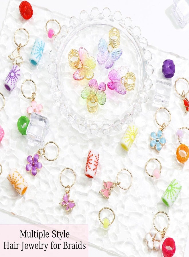 VENOFEN 40PCS Butterfly Hair Jewelry Colorful Flower Braids Clips Cute Dreadlock Beads for Girls Butterflies Hair Charms Kids Braid Accessories Summer Hair Decoration for Women - Image 2