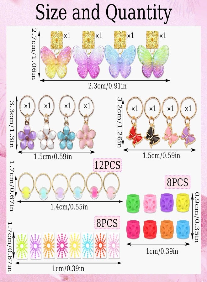 VENOFEN 40PCS Butterfly Hair Jewelry Colorful Flower Braids Clips Cute Dreadlock Beads for Girls Butterflies Hair Charms Kids Braid Accessories Summer Hair Decoration for Women - Image 4