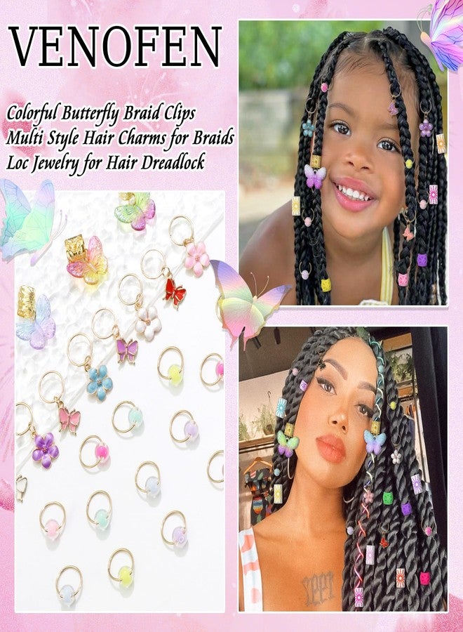 VENOFEN 40PCS Butterfly Hair Jewelry Colorful Flower Braids Clips Cute Dreadlock Beads for Girls Butterflies Hair Charms Kids Braid Accessories Summer Hair Decoration for Women - Image 5