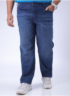 Men Plus Size Vintage Straight Fit Solid Mid-Rise Stretchable Jeans