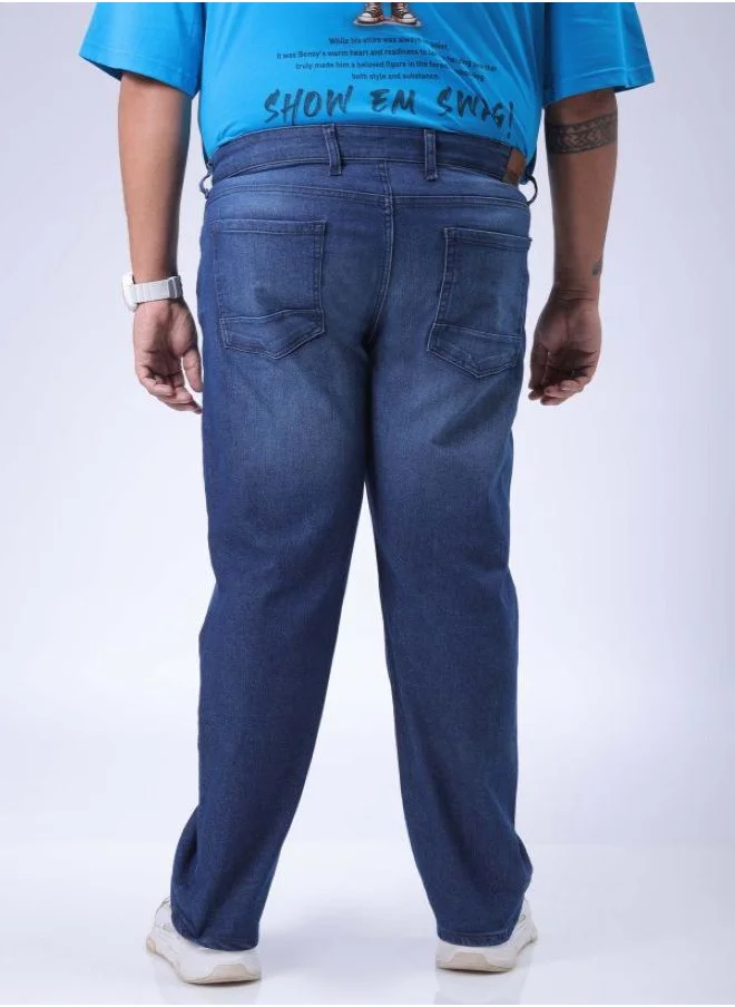 هاردسودا Men Vintage Straight Solid Blue Jeans