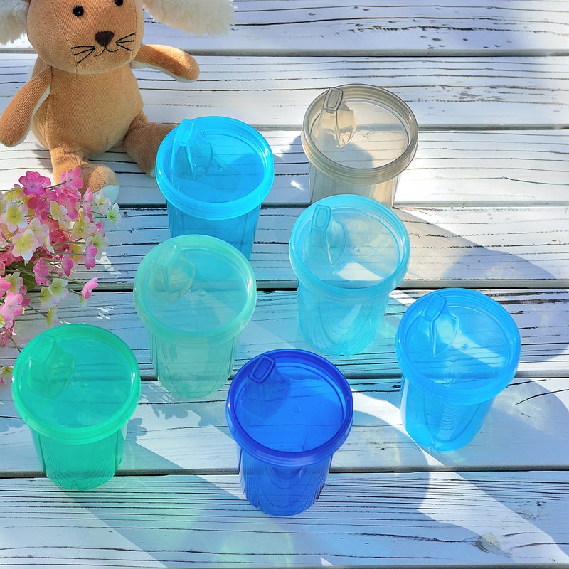 Youngever 7 Pack Kids Sippy Cups, 7 Coastal Colors, 10 oz Plastic Sippy Cups for Infant, Toddler, Kids - Image 4