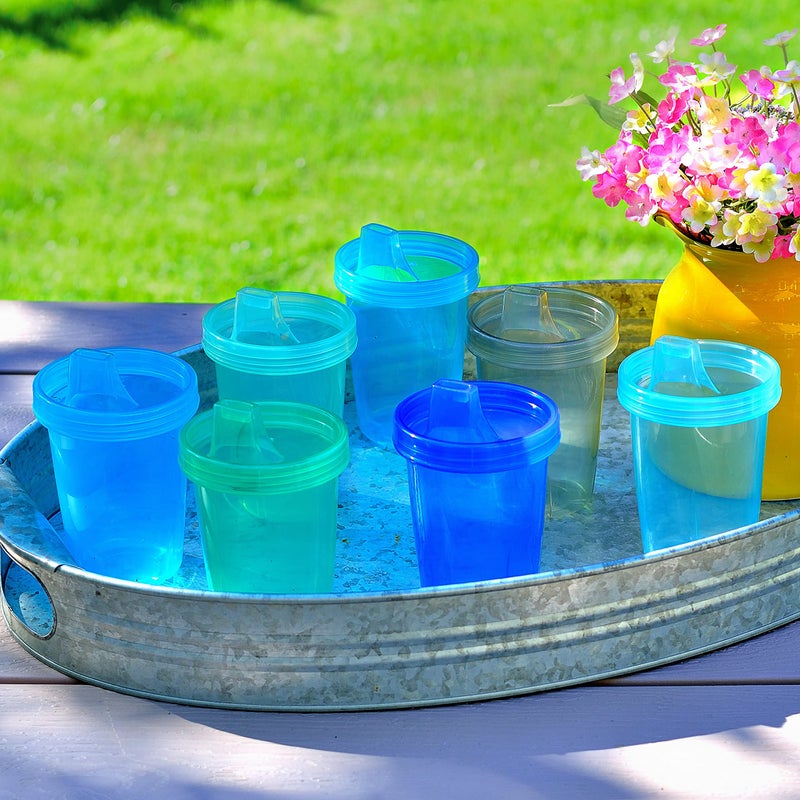 Youngever 7 Pack Kids Sippy Cups, 7 Coastal Colors, 10 oz Plastic Sippy Cups for Infant, Toddler, Kids - Image 3