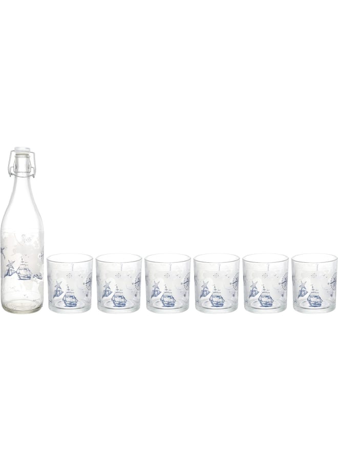 طقم  7 ق.  (زجاجة بالكليبس +6 كوب)  اماريجو