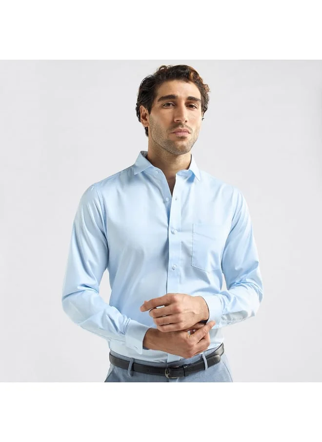 FAV Regular Fit Solid Shirt with Chest Pocket and Long Sleeves