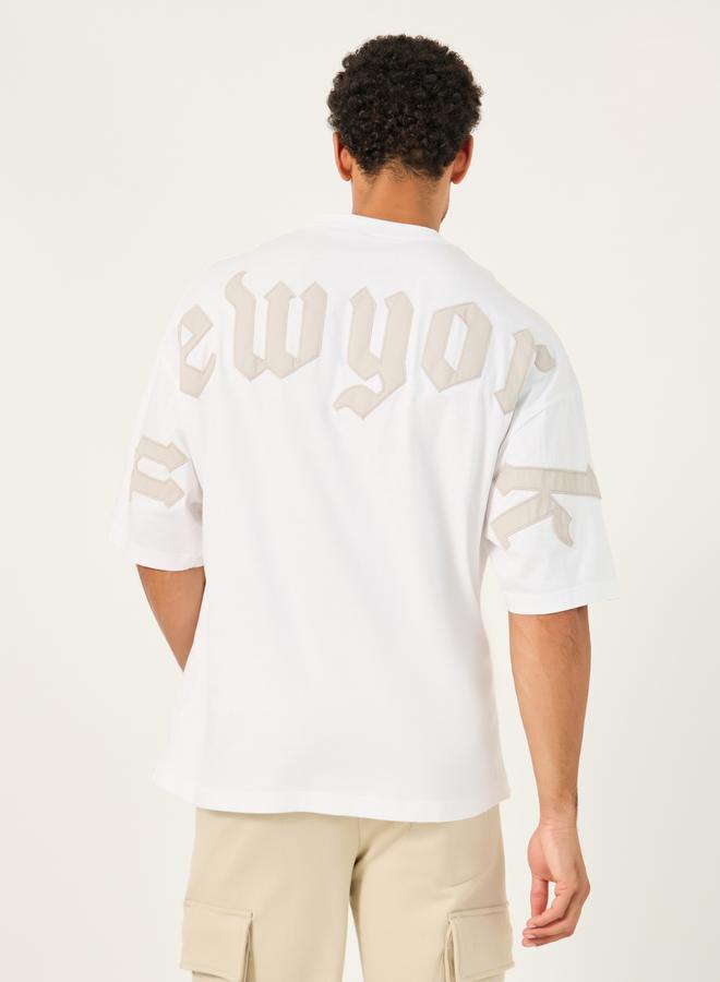 Styli Back Applique Detail Pure Cotton Boxy T-Shirt - Image 1