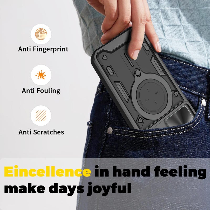 إيروريكس جراب هاتف Redmi 15C 5G / 4G EU 173 مم CD Texture Sliding Camshield حامل مغناطيسي (أزرق) - Image 5