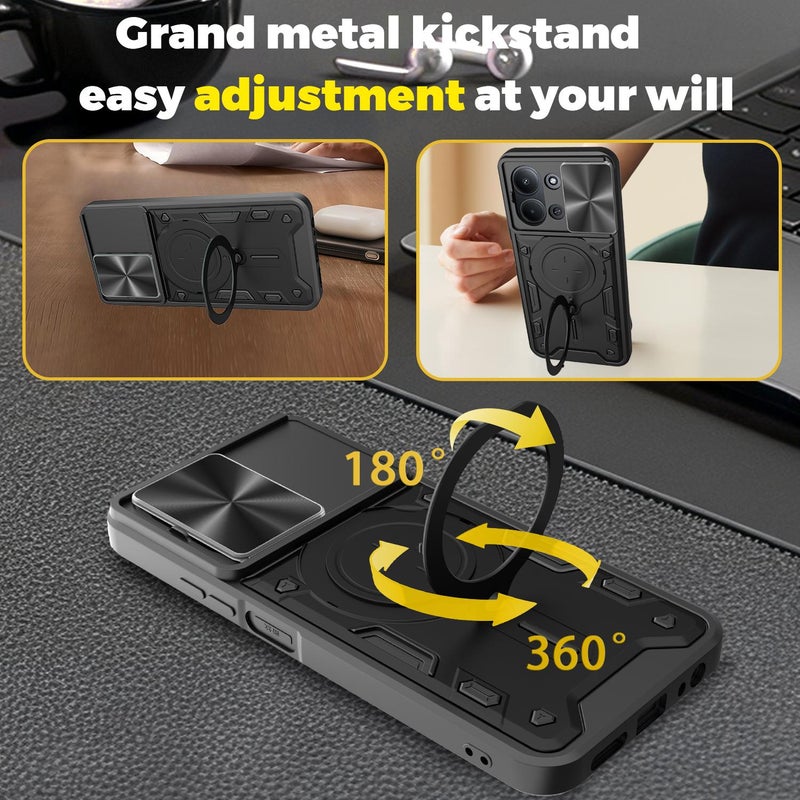 إيروريكس جراب هاتف Redmi 15C 5G / 4G EU 173 مم CD Texture Sliding Camshield حامل مغناطيسي (أزرق) - Image 4