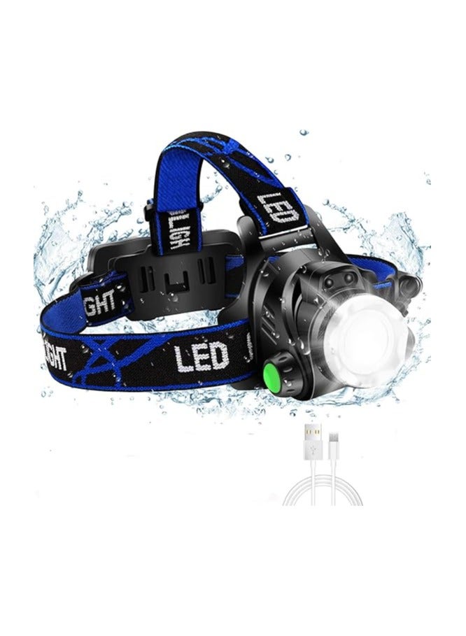 PROMASS Super Bright Headlamp, USB Rechargeable Led Head Lamp, IPX4 Zoomable Waterproof Headlight with 4 Modes and Adjustable Headband, Hard Hat Light Perfect for Camping, Hiking, Outdoors, Hunting, Running  - Image 1