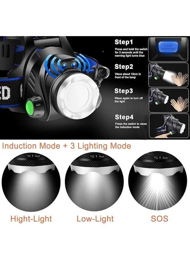 PROMASS Super Bright Headlamp, USB Rechargeable Led Head Lamp, IPX4 Zoomable Waterproof Headlight with 4 Modes and Adjustable Headband, Hard Hat Light Perfect for Camping, Hiking, Outdoors, Hunting, Running  - Image 4