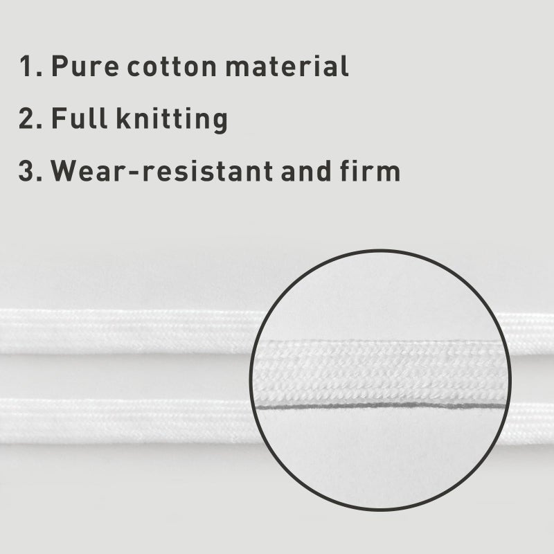 UamGlsob 5/16" Cotton Shoe Laces for Samba Classic Sneaker, 36"-63" Athletic Shoe Strings Shoelaces Replacement for Running Soccer Mens Shoes (White, 54"/140cm) - Image 3