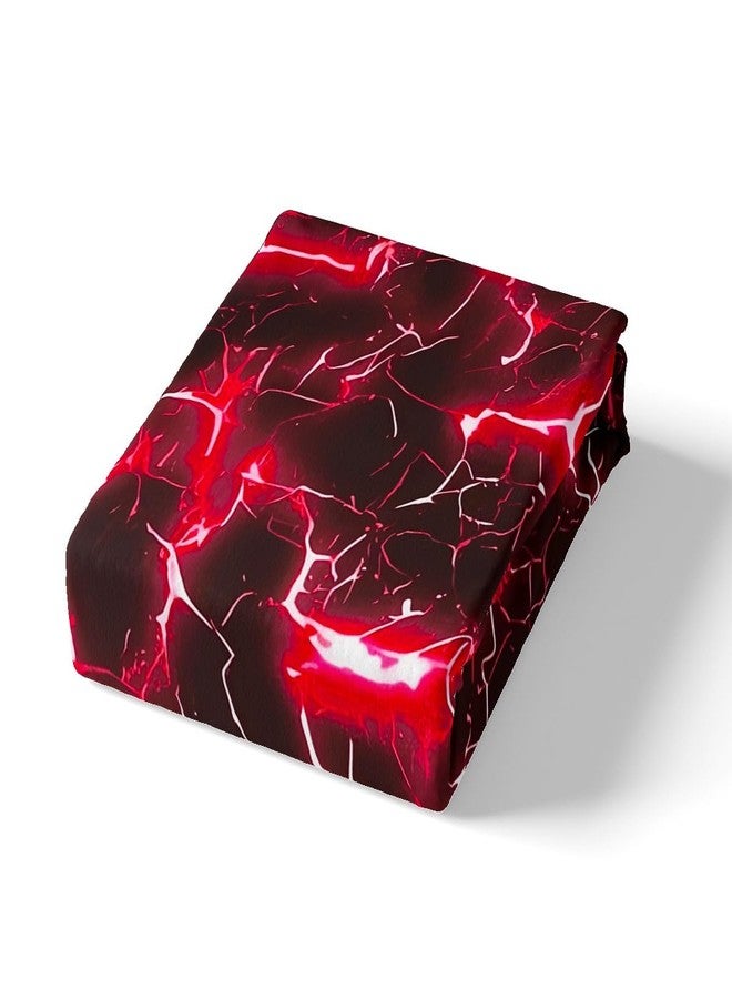 Man Fei Manfei Lightning Duvet Cover Set Queen Size,Abstract Geometric Neon Lightning Bedding Set,Boys Girls Room Decor,Mysterious Sky Natural Disaster Comforter Cover,Red Quilt Cover,2 Pillowcases(No Filler) - Image 4