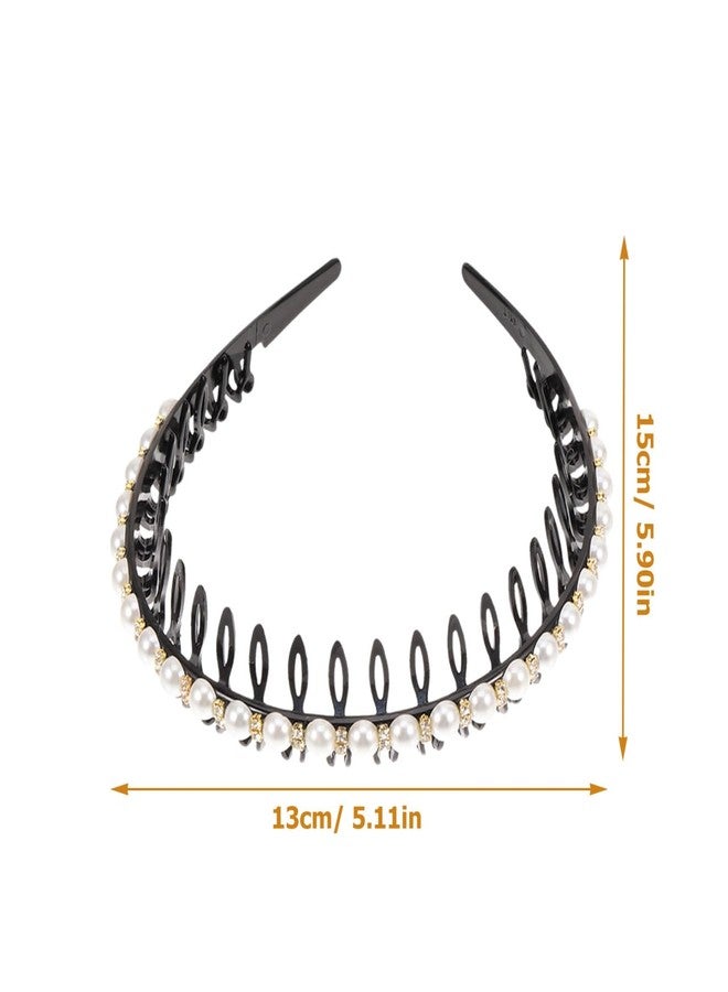 KALLORY 2pcs Pearl HeadBand for Women Girl Teeth HairBand Bridal Hair Hoop Wedding Hair Accessories for Party Bridal Birthday Daily - Image 2