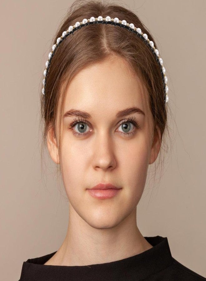 KALLORY 2pcs Pearl HeadBand for Women Girl Teeth HairBand Bridal Hair Hoop Wedding Hair Accessories for Party Bridal Birthday Daily - Image 3