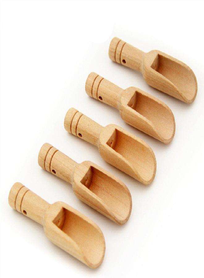 lasenersm 6 PCS Mini Wooden Scoops Bath Salt Spoon 3 Inch Long for Bath Salts, Candy, Spices, Laundry Detergent, Tea, Coffee Beans - Image 1