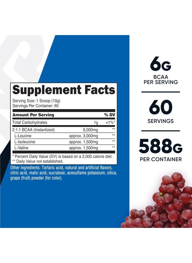 Nutricost BCAA Powder (Grape, 60 Servings) - Optimal 2:1:1 Ratio, Vegetarian Friendly, Non-GMO, Gluten Free - Image 2