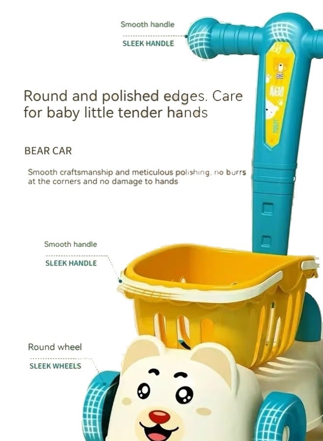 Kids Shopping Cart Trolley Play Set Mini Little Shop Shopping Trolley Toy Mini Supermarket Cart Pretend Play Set For Kids Shipping Car Play House Game Pretend Play Kitchen Game Shopping Basket And Trolley 2 In 1 Toy  - Image 4
