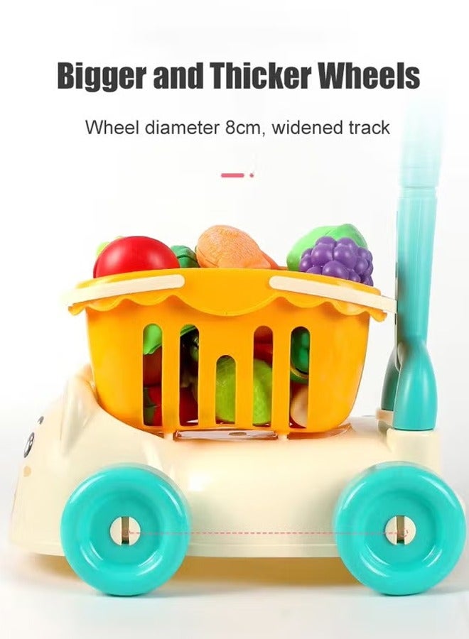 Kids Shopping Cart Trolley Play Set Mini Little Shop Shopping Trolley Toy Mini Supermarket Cart Pretend Play Set For Kids Shipping Car Play House Game Pretend Play Kitchen Game Shopping Basket And Trolley 2 In 1 Toy  - Image 5