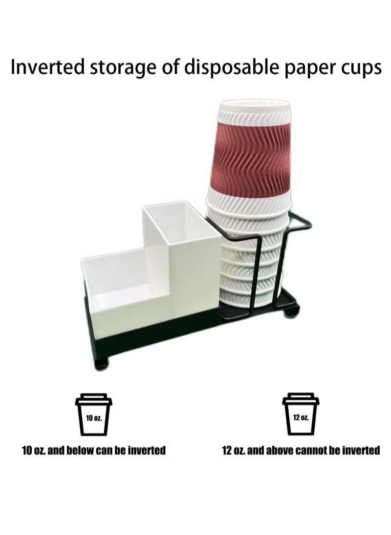 MIXDE - Metal Coffee Station Organizer, 10 oz Disposable Coffee Paper Cups Holder with Straws, Tea Bags, Coffee Pods Organizer for Home, Office, Hotel, Bathroom Counter - Image 1