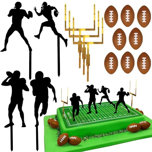 KEEPARTY 24 PCS Football Cake Decorations Rugby Ball Player Cake Toppers for Football Themed Birthday Party Favors Game Day Party Supplies - Image 1