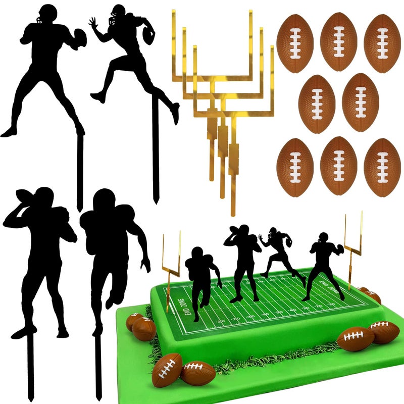 KEEPARTY 24 PCS Football Cake Decorations Rugby Ball Player Cake Toppers for Football Themed Birthday Party Favors Game Day Party Supplies - Image 2
