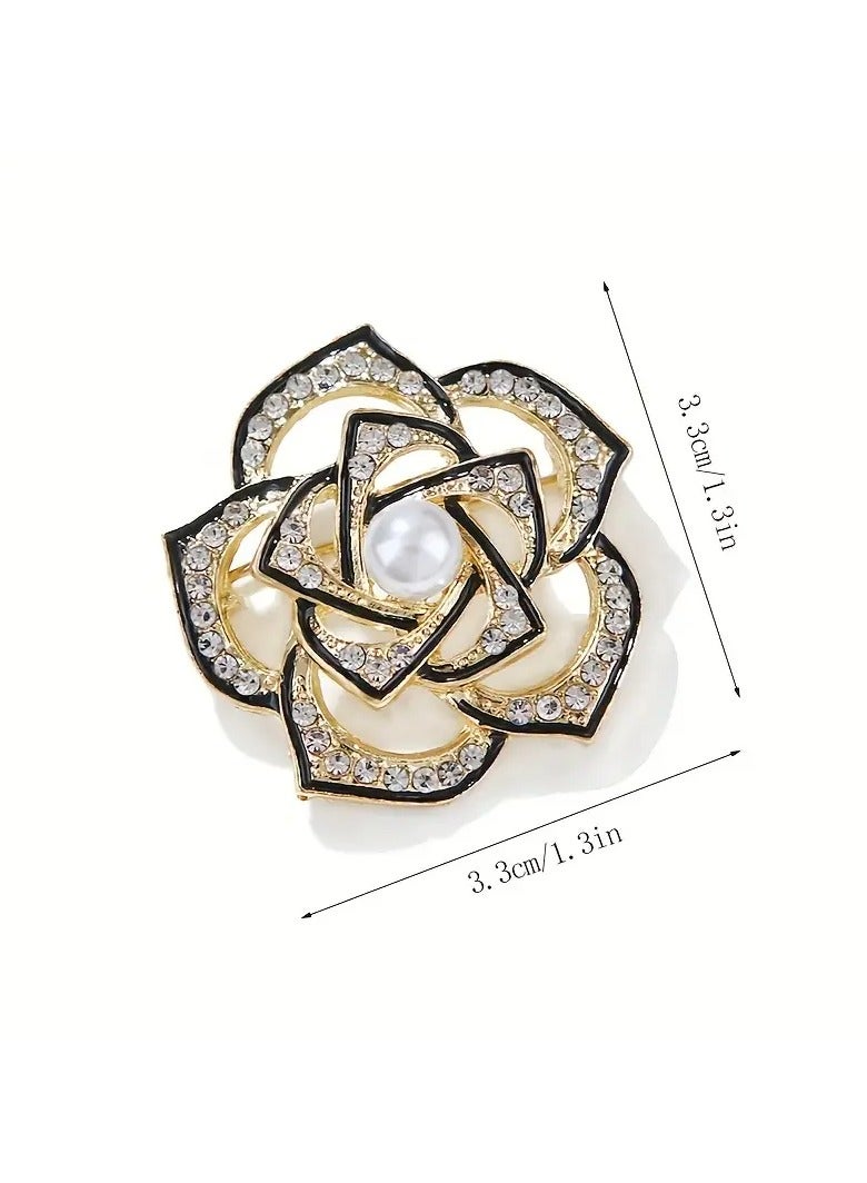 Goolsky Exquisite Floral Alloy Brooch Pin - Hollow Out Design, Inlaid Faux Pearls, Delicate Pin Accessories for Women, Perfect for Wedding, Party, or Daily Wear  - Image 5